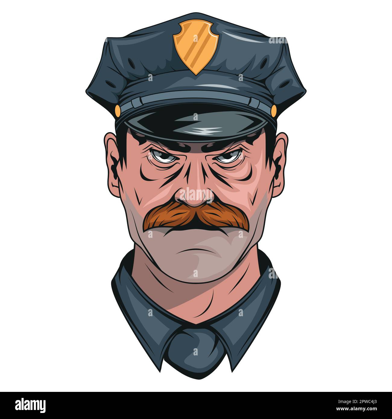 Policeman. Vector illustration of a professional officer male. Traffic policeman job Stock Vector