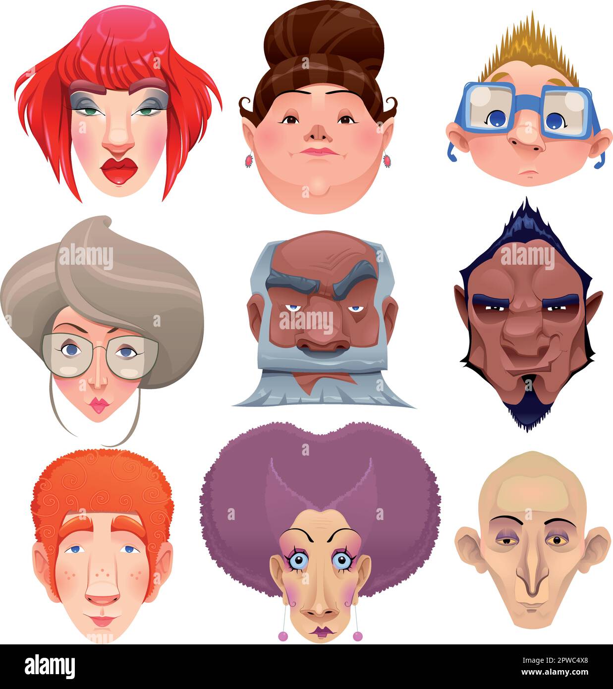 Kind of people. Vector and cartoon isolated characters Stock Vector