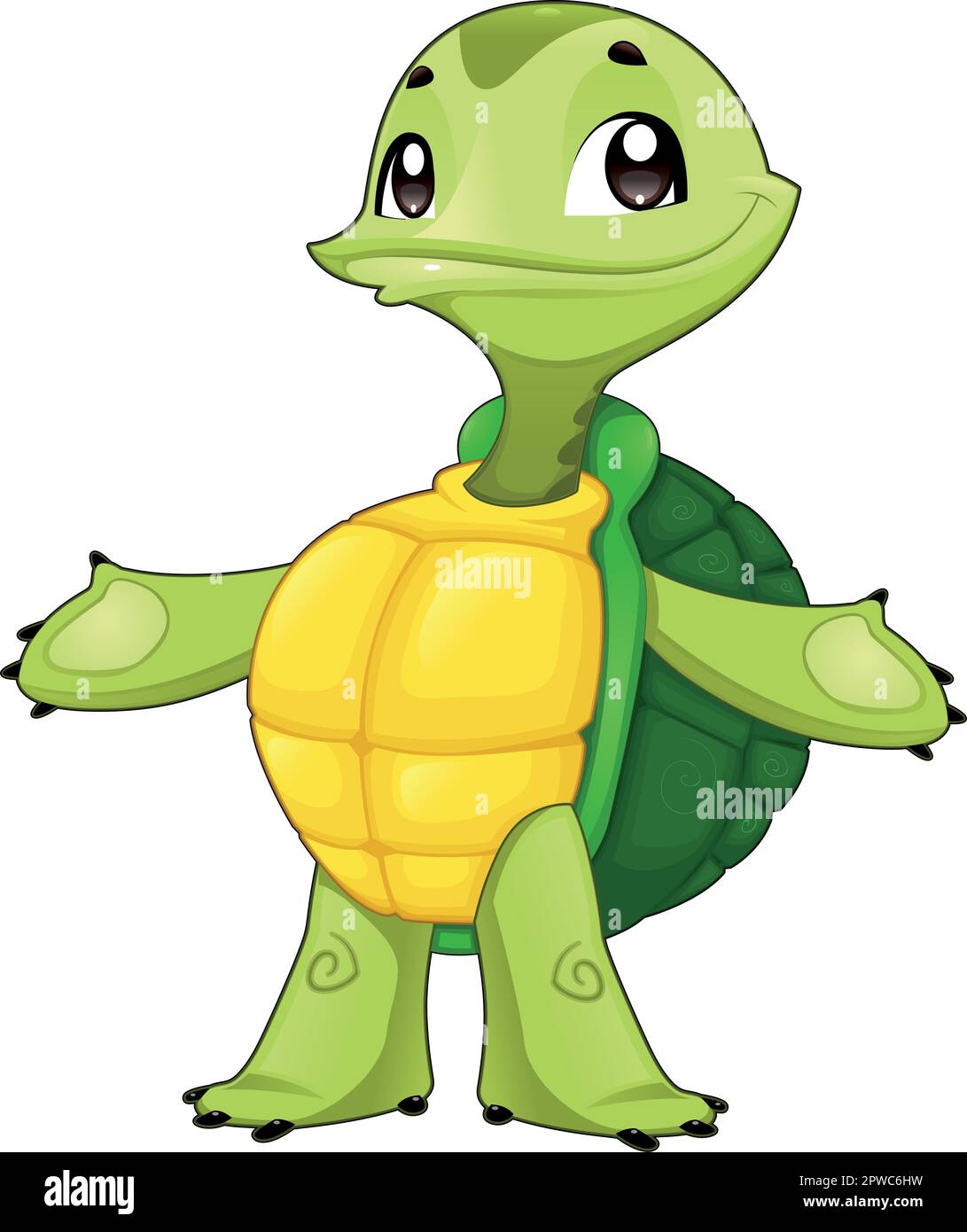Baby turtle. Funny cartoon and vector isolated character Stock Vector