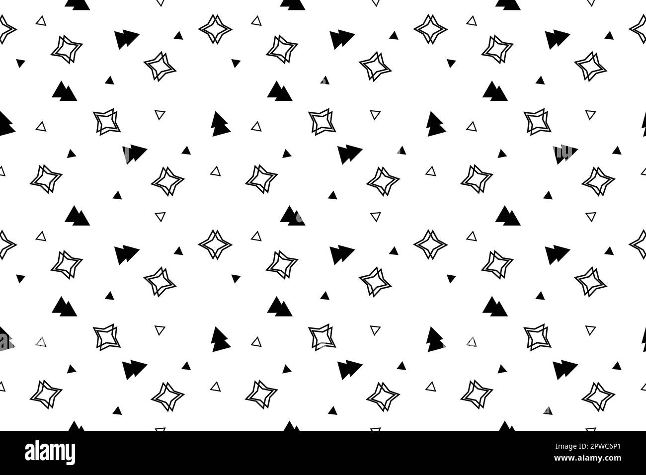 Seamless pattern with geometric shapes in 80s memphis style. black and white geometric pattern. Design of promotional products, wrapping paper and printing. Vector illustration.  Stock Vector