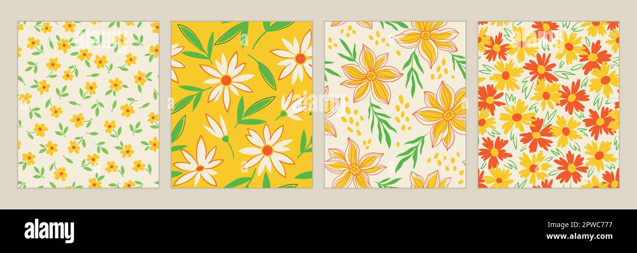 Set of flowers patterns Stock Vector