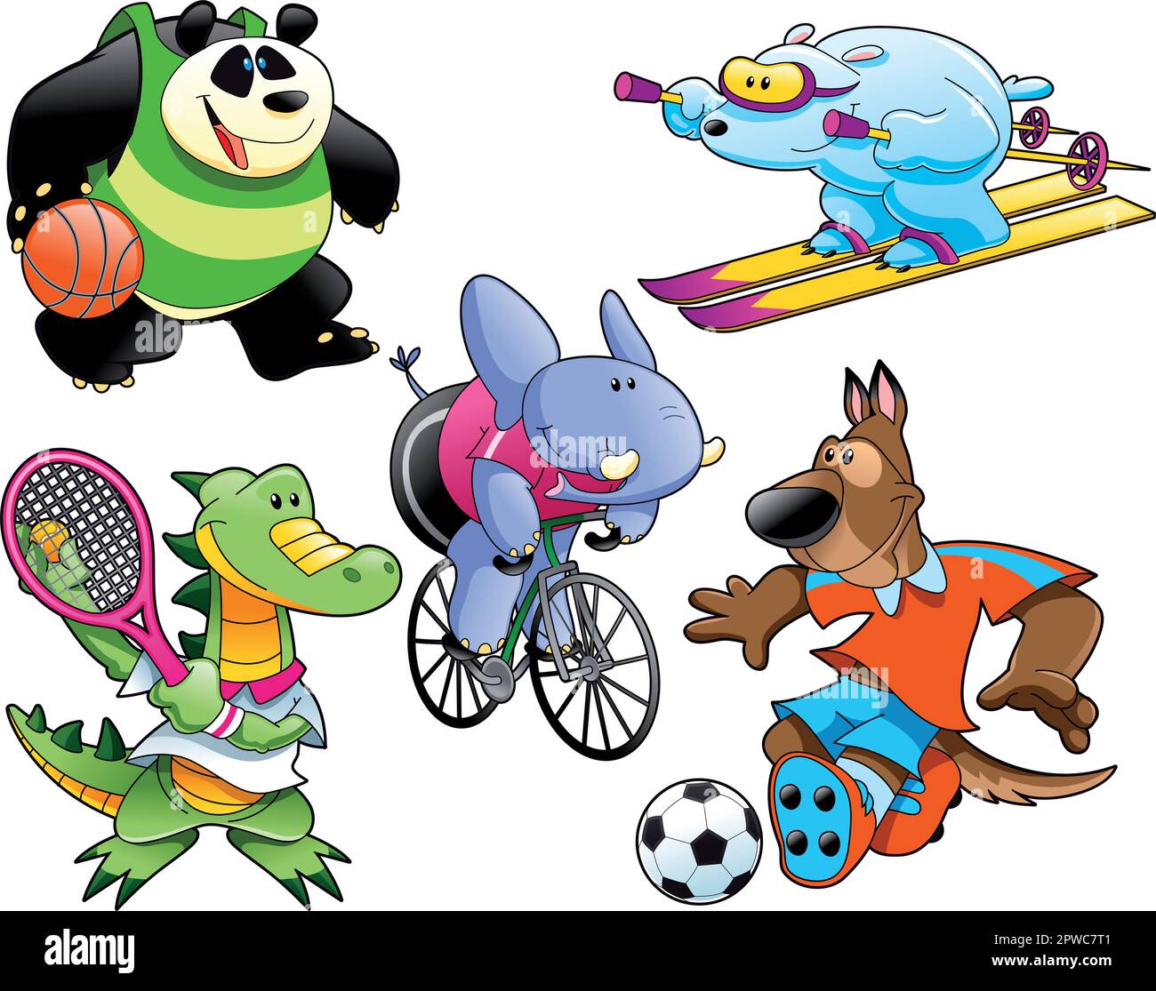 Sport and Animal, cartoon and vector characters Stock Vector