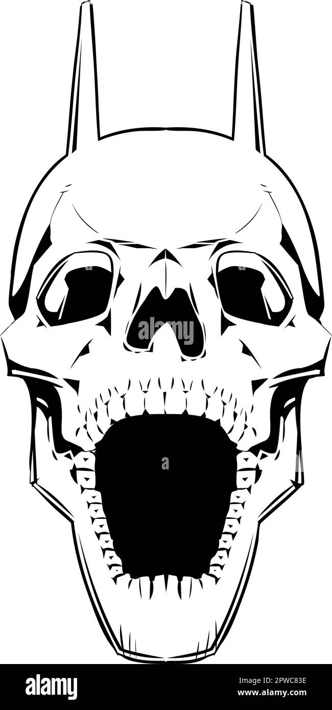 Demon skull. Vector horror illustration, isolated object Stock Vector