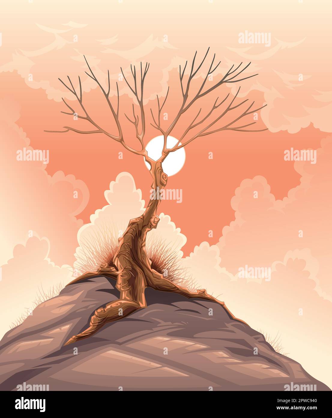 Landscape with tree. Vector illustration Stock Vector Image & Art - Alamy