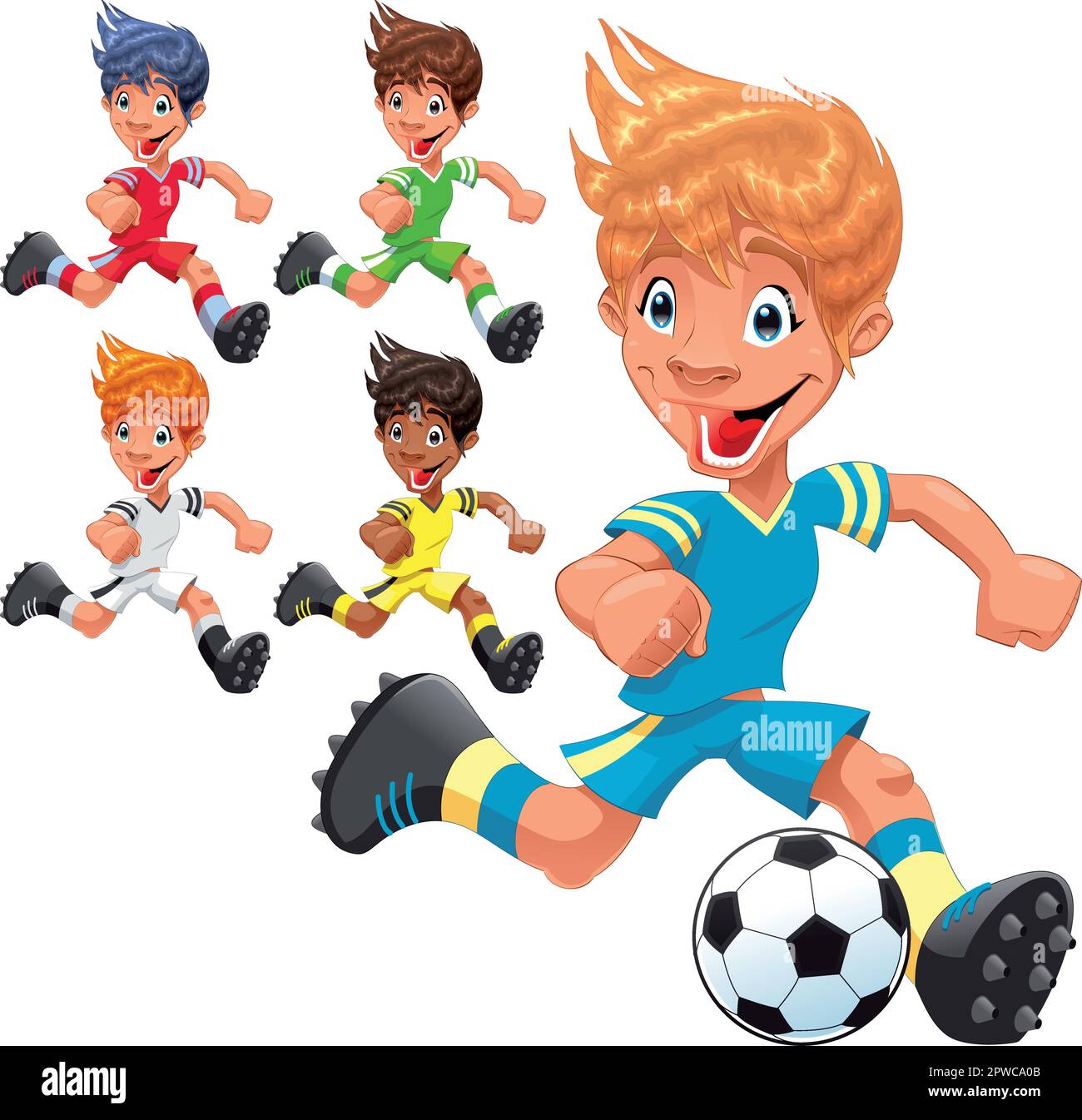 Soccer Players. Cartoon and vector sport characters. Stock Vector