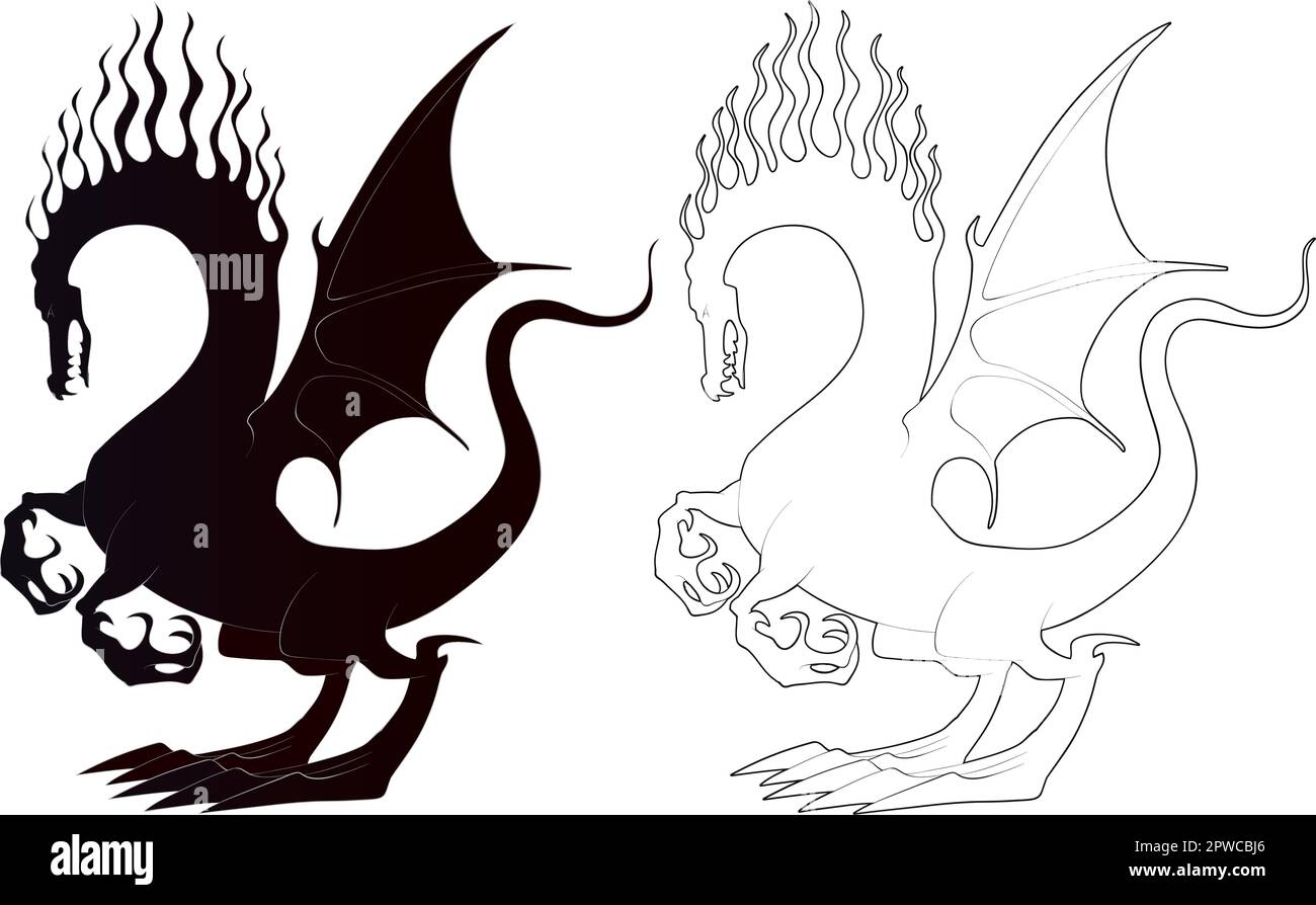 Black and white dragons. Vector illustration Stock Vector Image & Art
