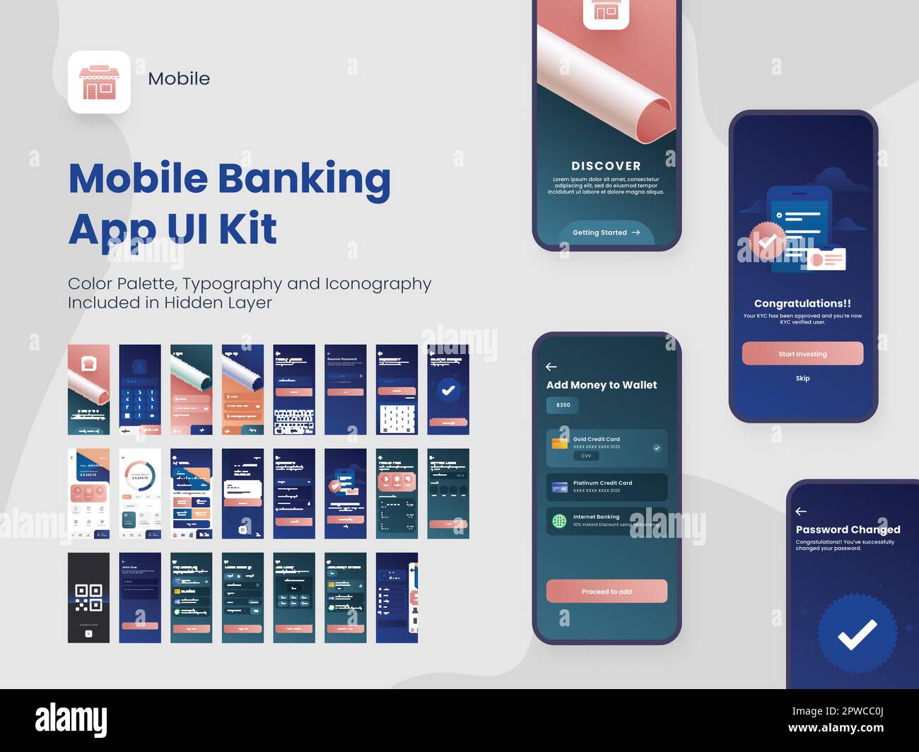 Mobile Banking App UI, UX and GUI Screens Including as Create Account ...
