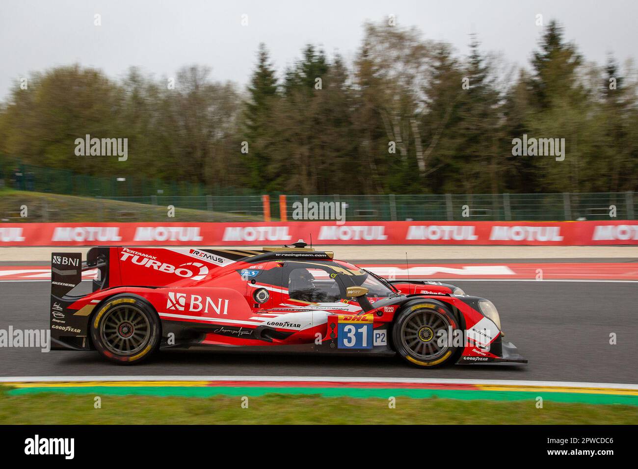 Spa Francorchamps, Belgium. 29th Apr, 2023. # 31, SPA-Francorchamps, Belgium, Saturday 29th of APRIL 2023: Sean Gelael, Ferdinand Habsburg-Lothringen, Robin Frijns, Team WRT, Oreca 07 - Gibson car, LMP2 Class, during the race SPA-FRANCORCHAMPS 6 hours race on April 29th. The WRT team races in the LMP2 class in the FIA WEC World Championship long distance event on the Belgian Ardennes circuit, fee liable image, Photo copyright © ATP Geert FRANQUET (FRANQUET Geert/ATP/SPP) Credit: SPP Sport Press Photo. /Alamy Live News Stock Photo