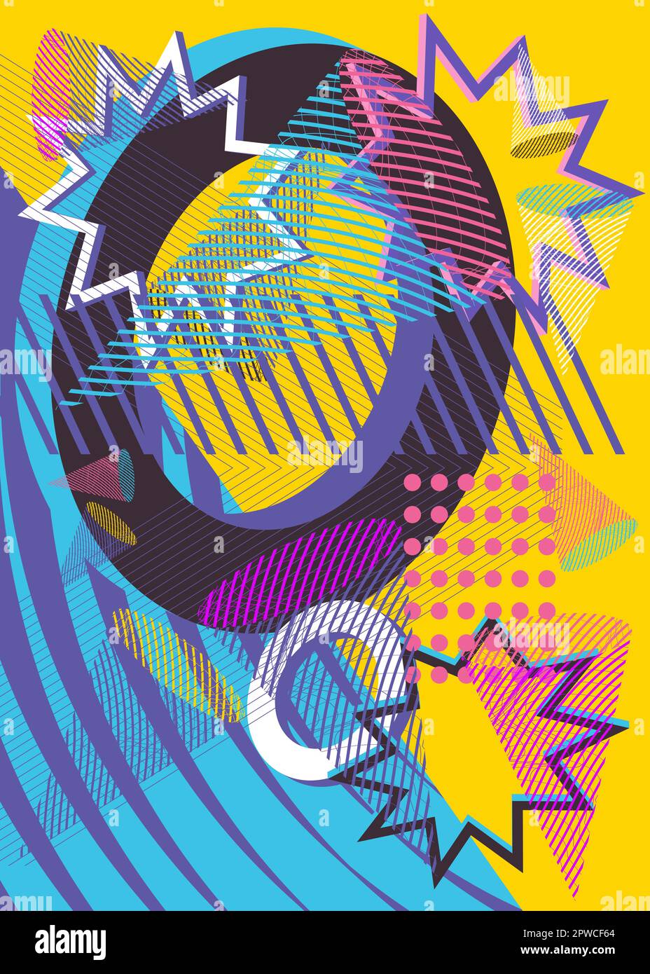 Busy geometric vintage background poster. Abstract geometrical graphic ...