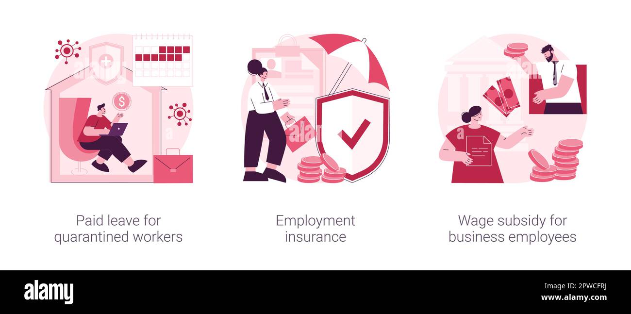 Governmental support for quarantined worker abstract concept vector
