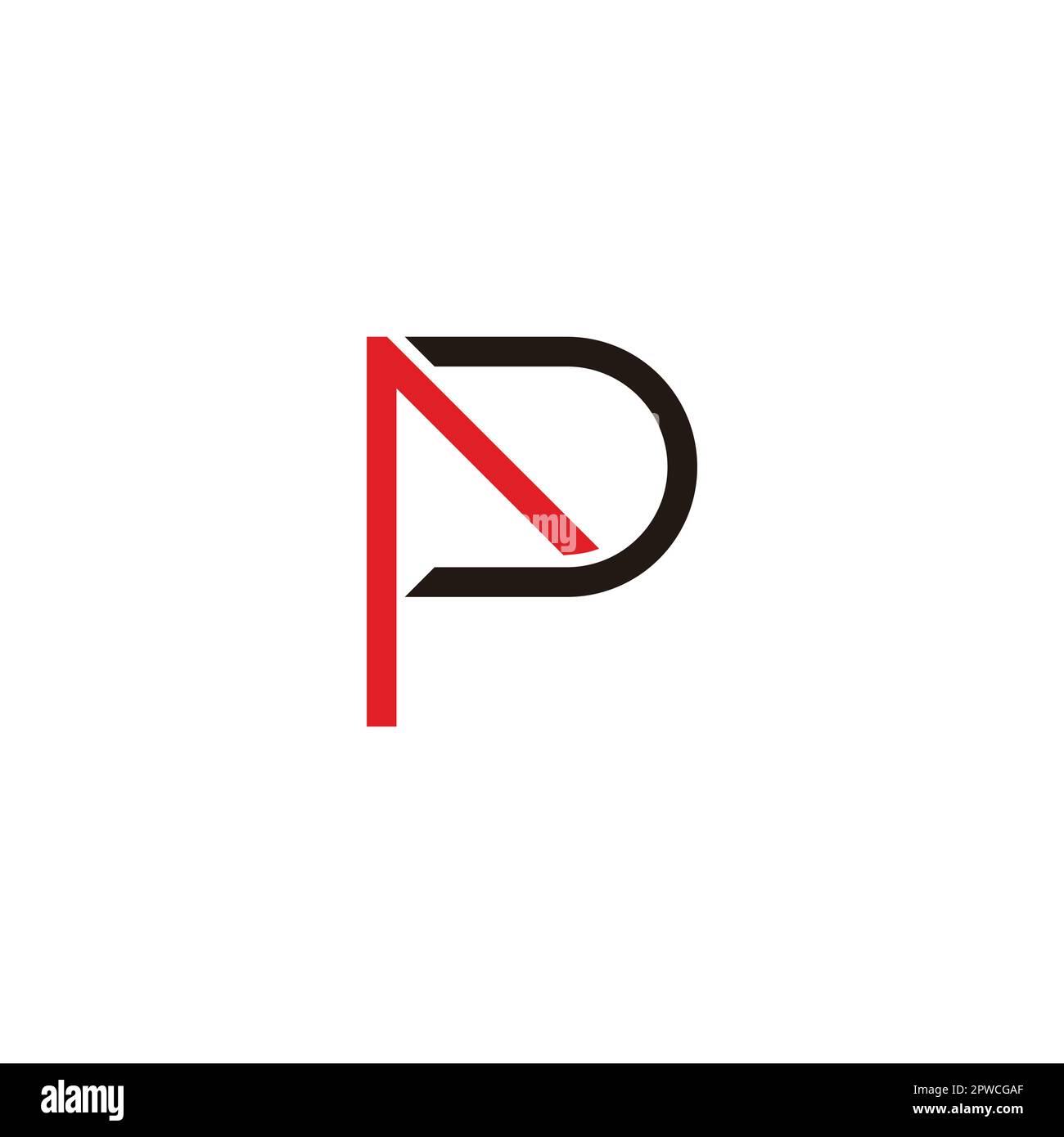 letter p arrow thin line geometric logo vector Stock Vector