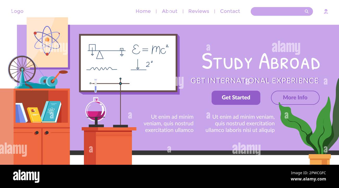 Study abroad, get international experience website Stock Vector