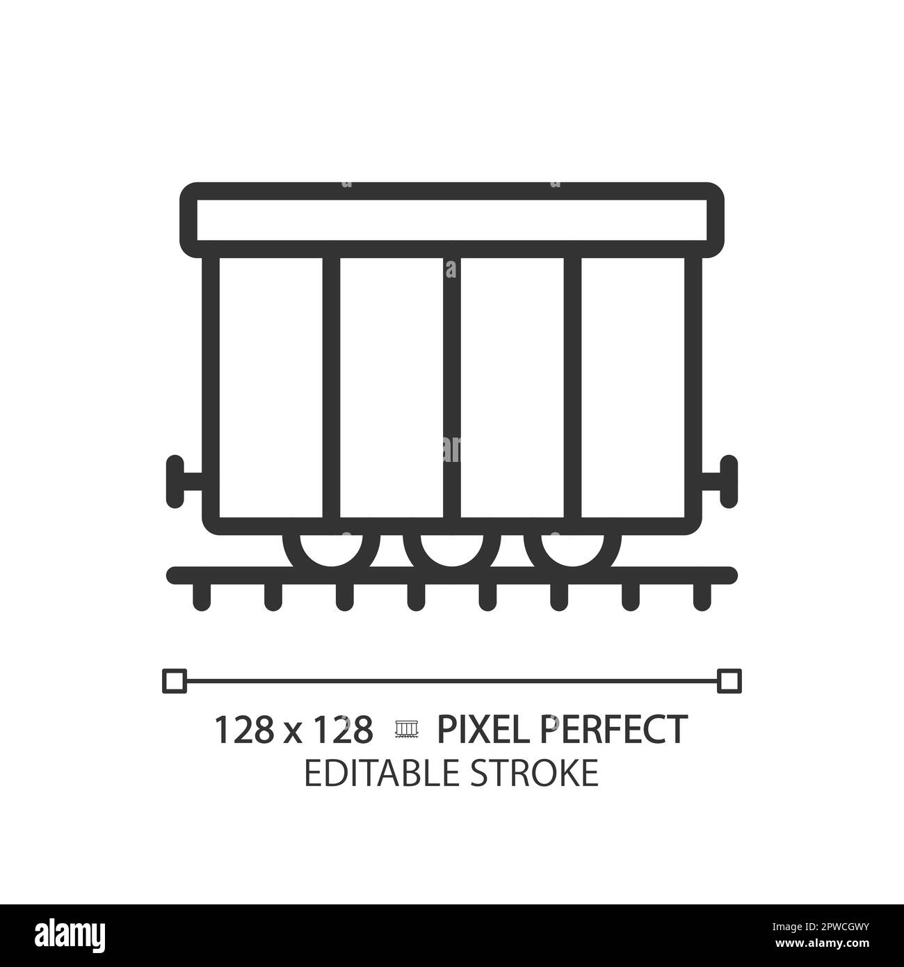 Cargo railroad carriage pixel perfect linear icon Stock Vector Image