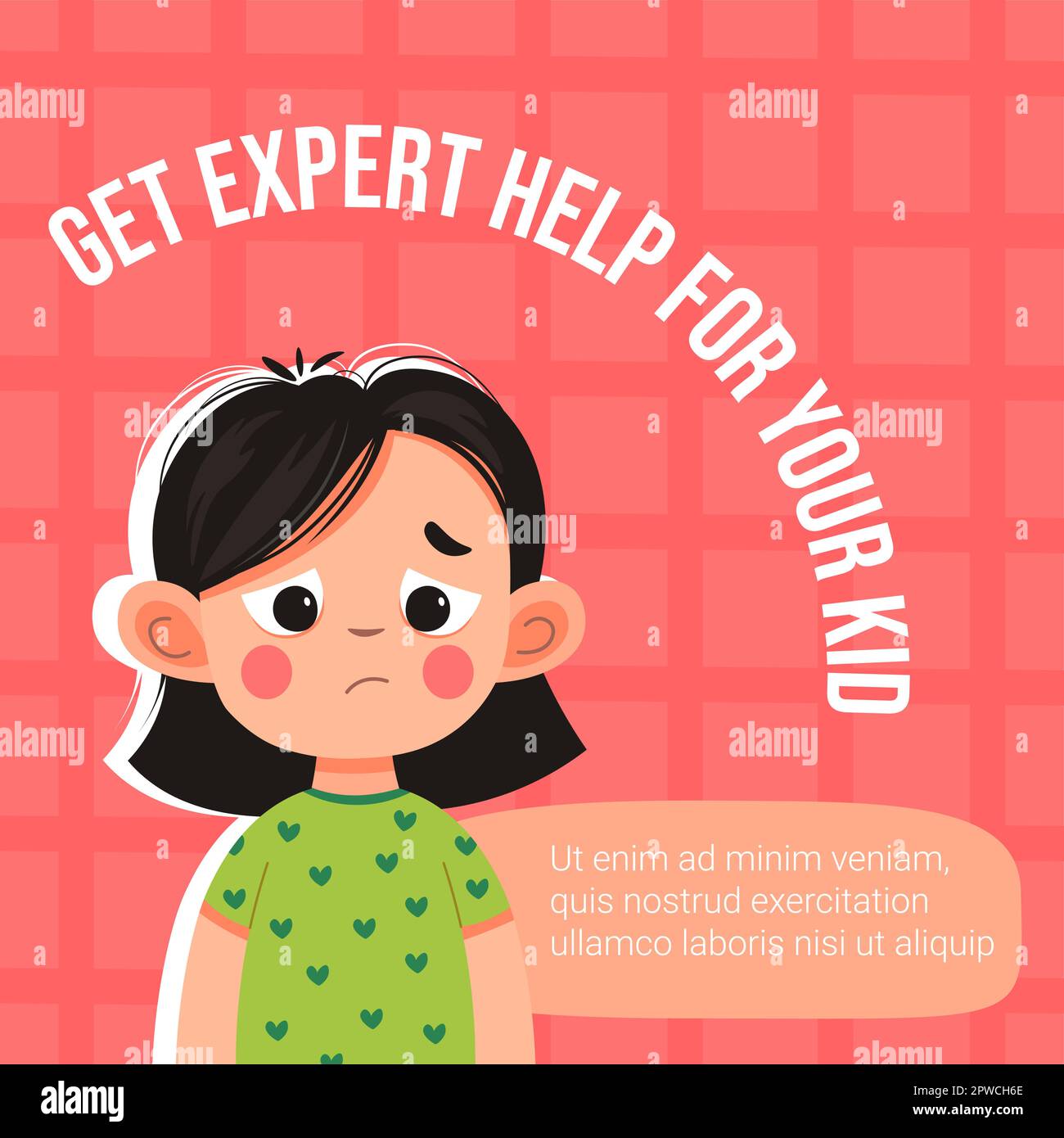 Get expert help for your kid, psychological care Stock Vector