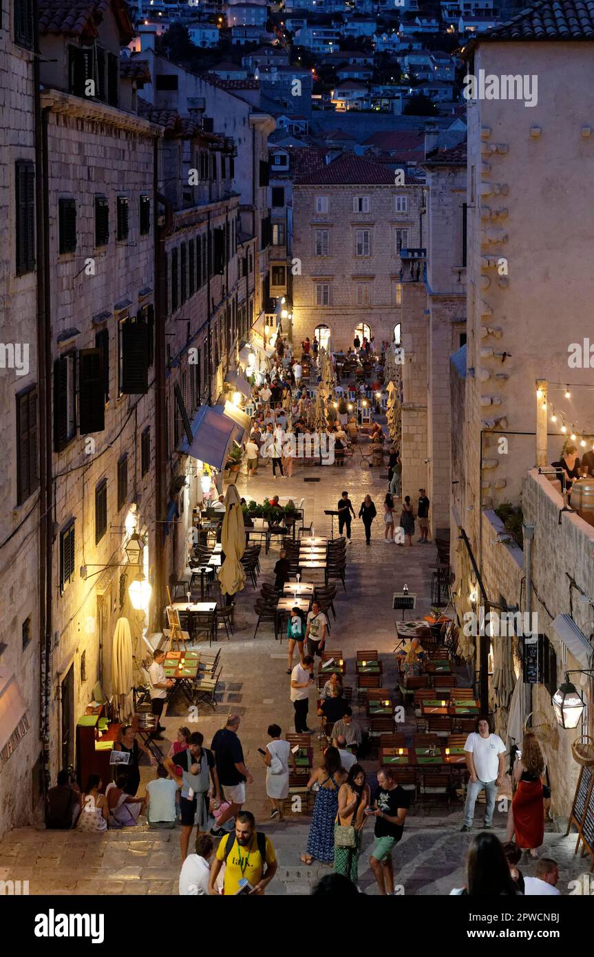 Uz Jezuite, Blue Hour, Dubrovnik, DubrovackoNeretvanska, Croatia Stock