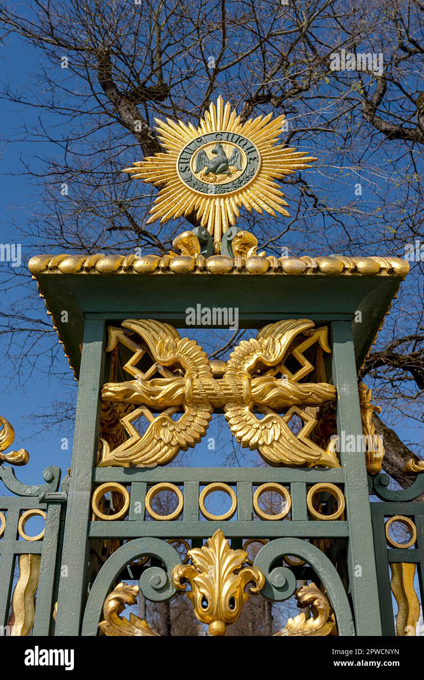 Ornamental fence at Charlottenburg Palace, Spandauer Damm, Charlottenburg, Berlin, Germany Stock Photo