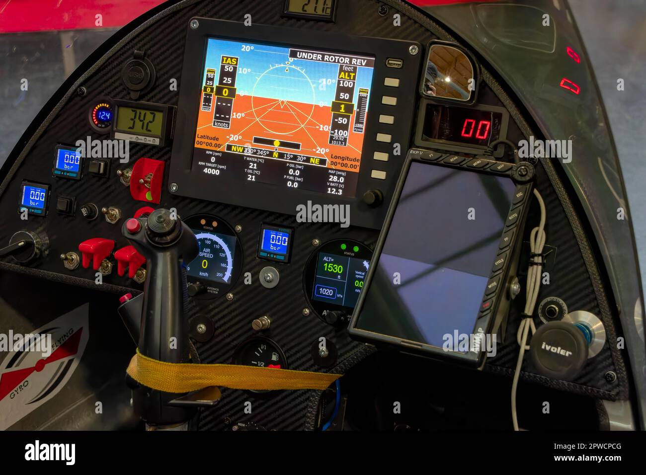 Modern pilot instrument panels with displays in the cockpit