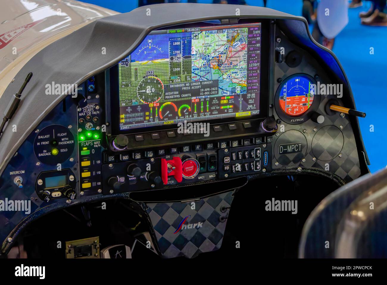 Modern pilot instrument panels with displays in the cockpit