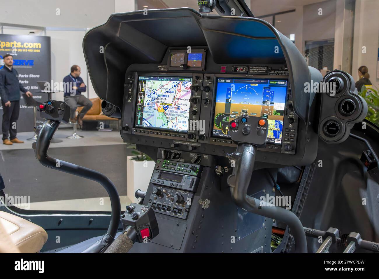 Modern pilot instrument panels with displays in the cockpit