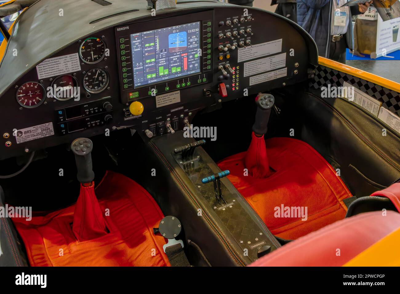 Modern pilot instrument panels with displays in the cockpit