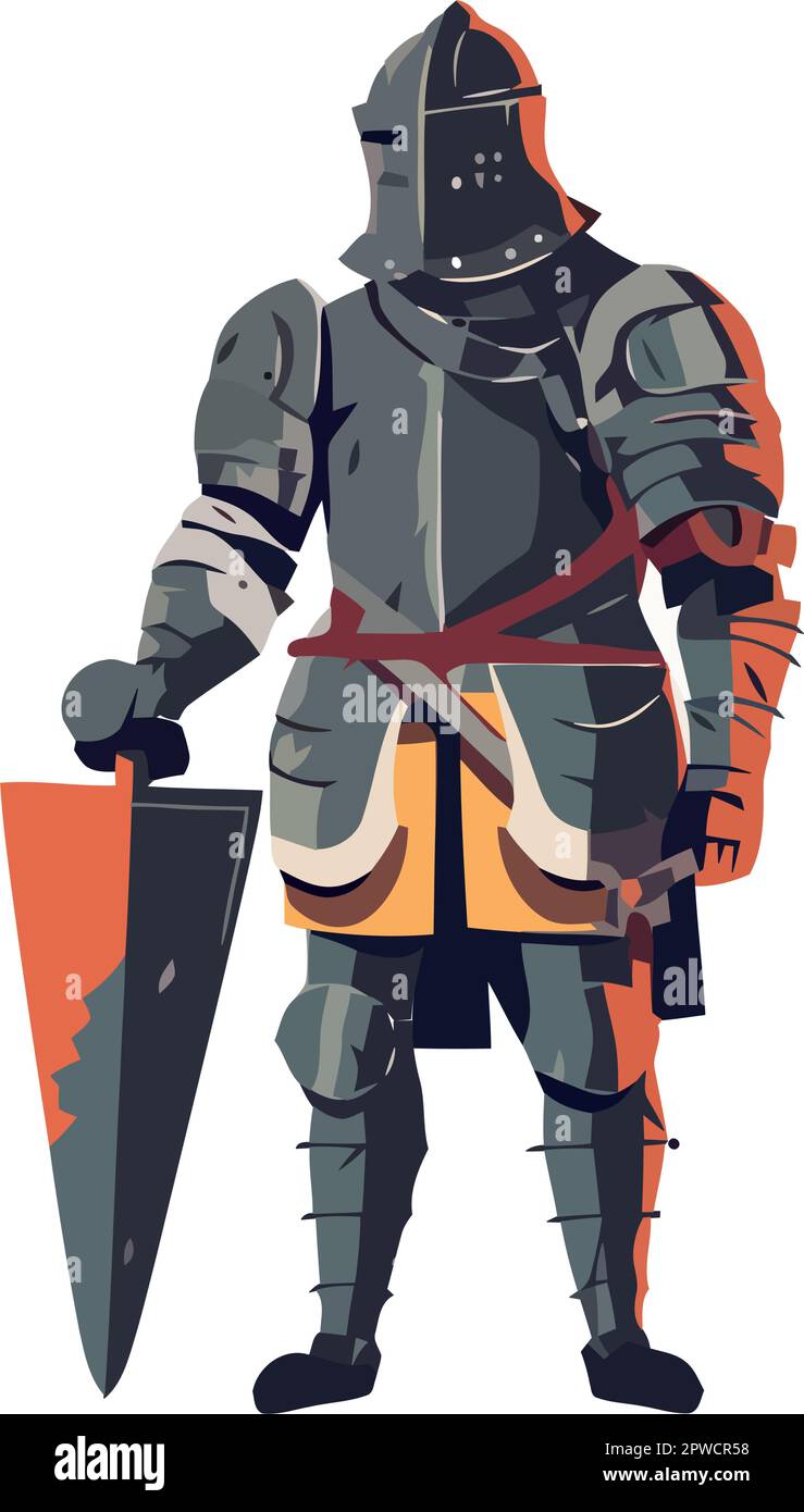 Medieval knight in armor wields sword bravely Stock Vector Image & Art ...