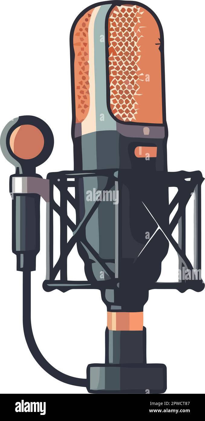 Metal microphone on flat Stock Vector Image & Art - Alamy