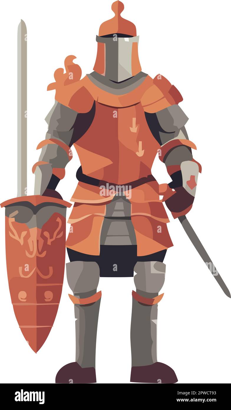 Medieval knights in armor with swords battle Stock Vector Image & Art ...