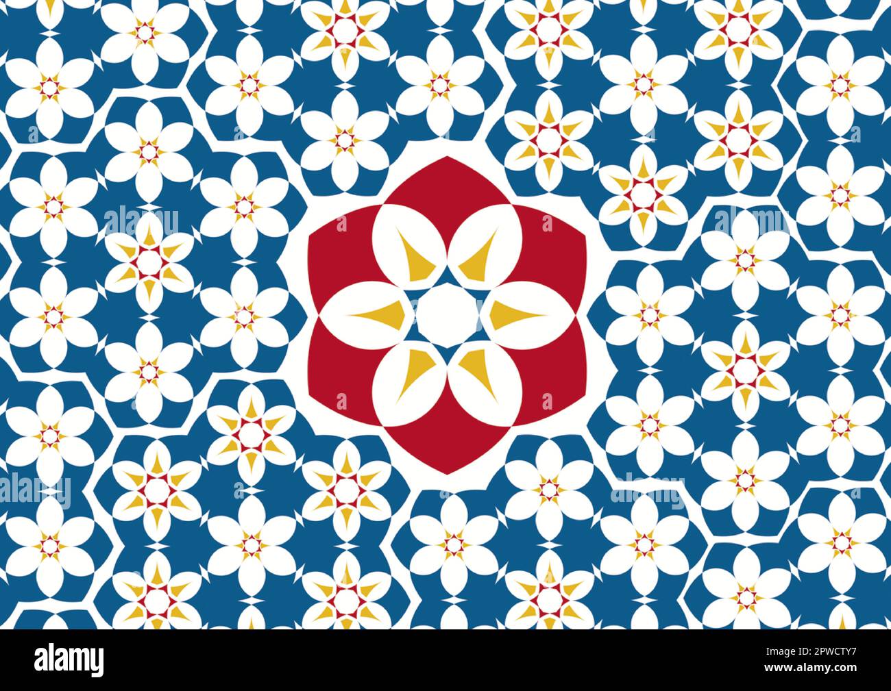 Pattern with flowers that simulate old floor tile Stock Vector