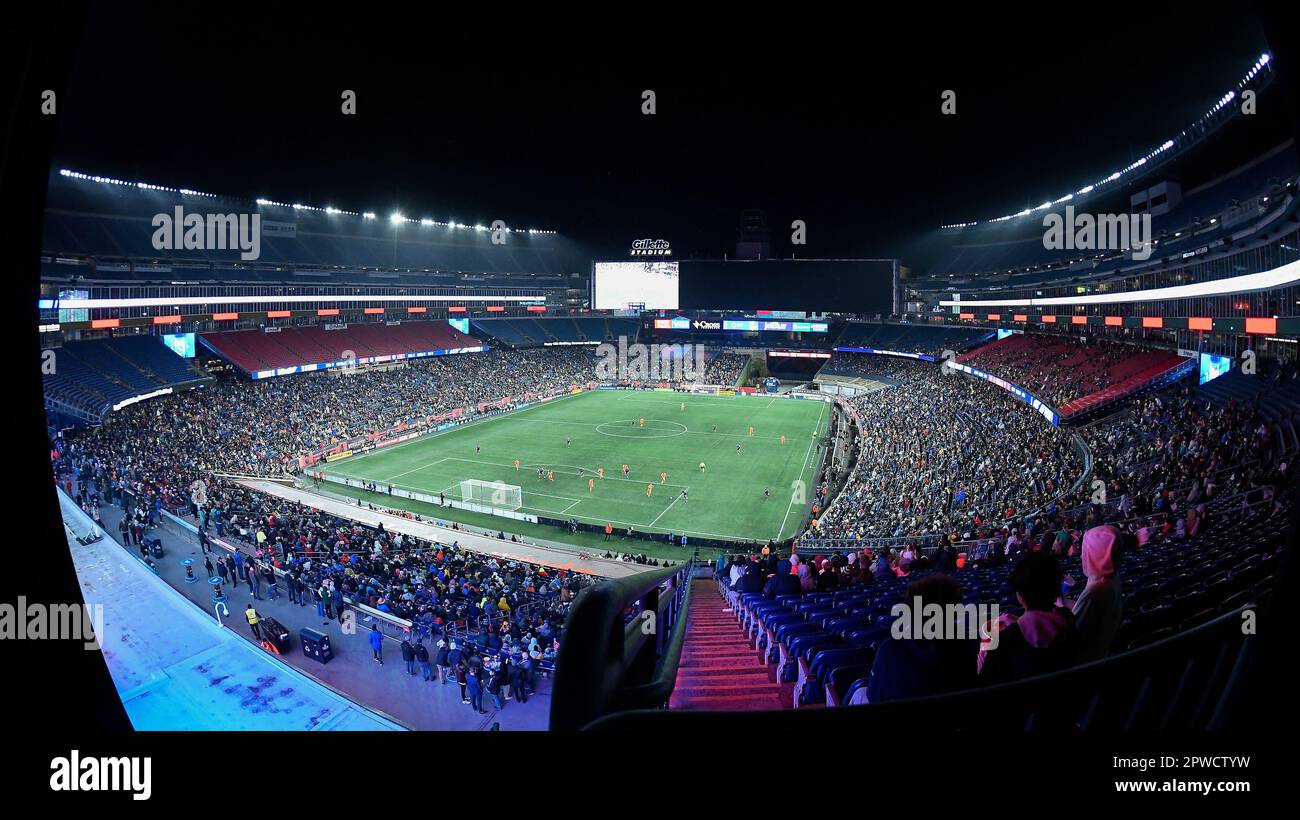 Foxborough, USA. 29th Apr, 2023. April 29, 2023: A general overview of Gillette  Stadium during the first half of a match between the New England Revolution  and the FC Cincinnati in Foxborough