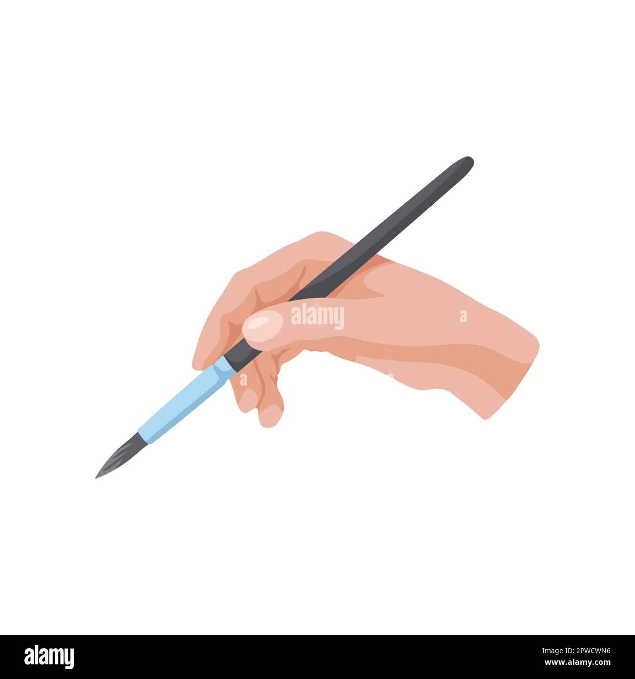 Hand holding paintbrush vector illustration Stock Vector Image & Art