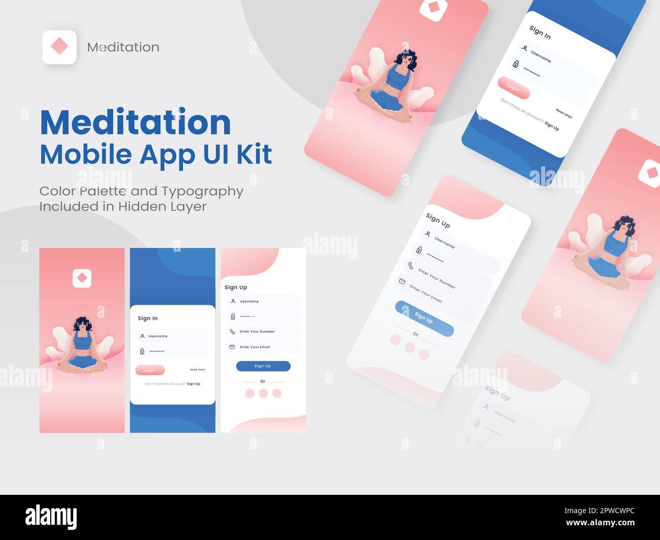Fitness app ui screens or template layout as sign in hi-res stock ...
