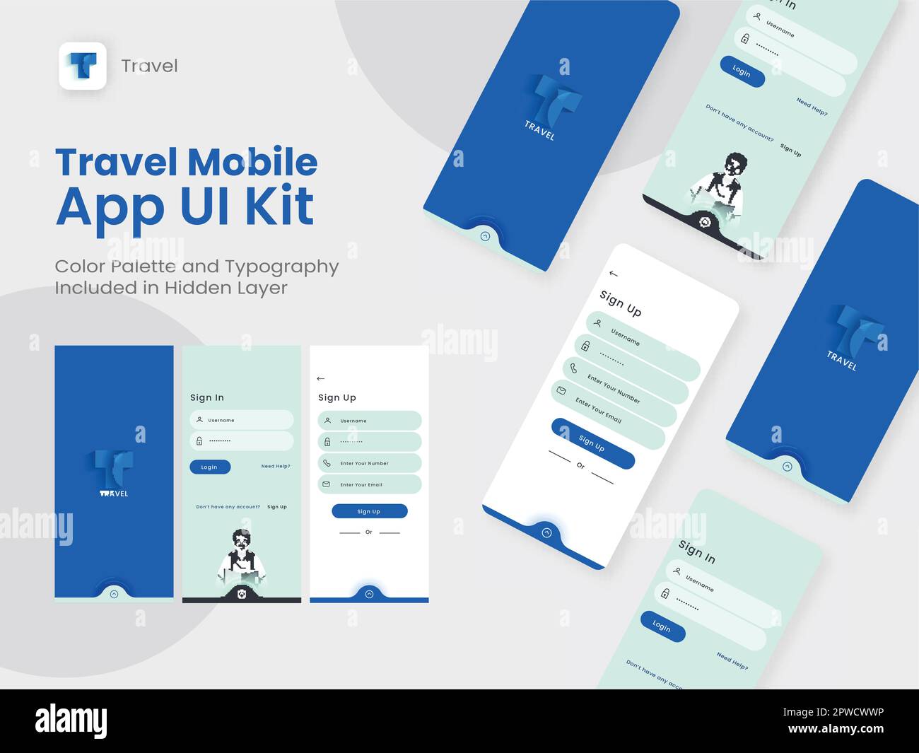 Set of UI, UX, GUI Screens Travel App Including Like As Sign In, Sign ...