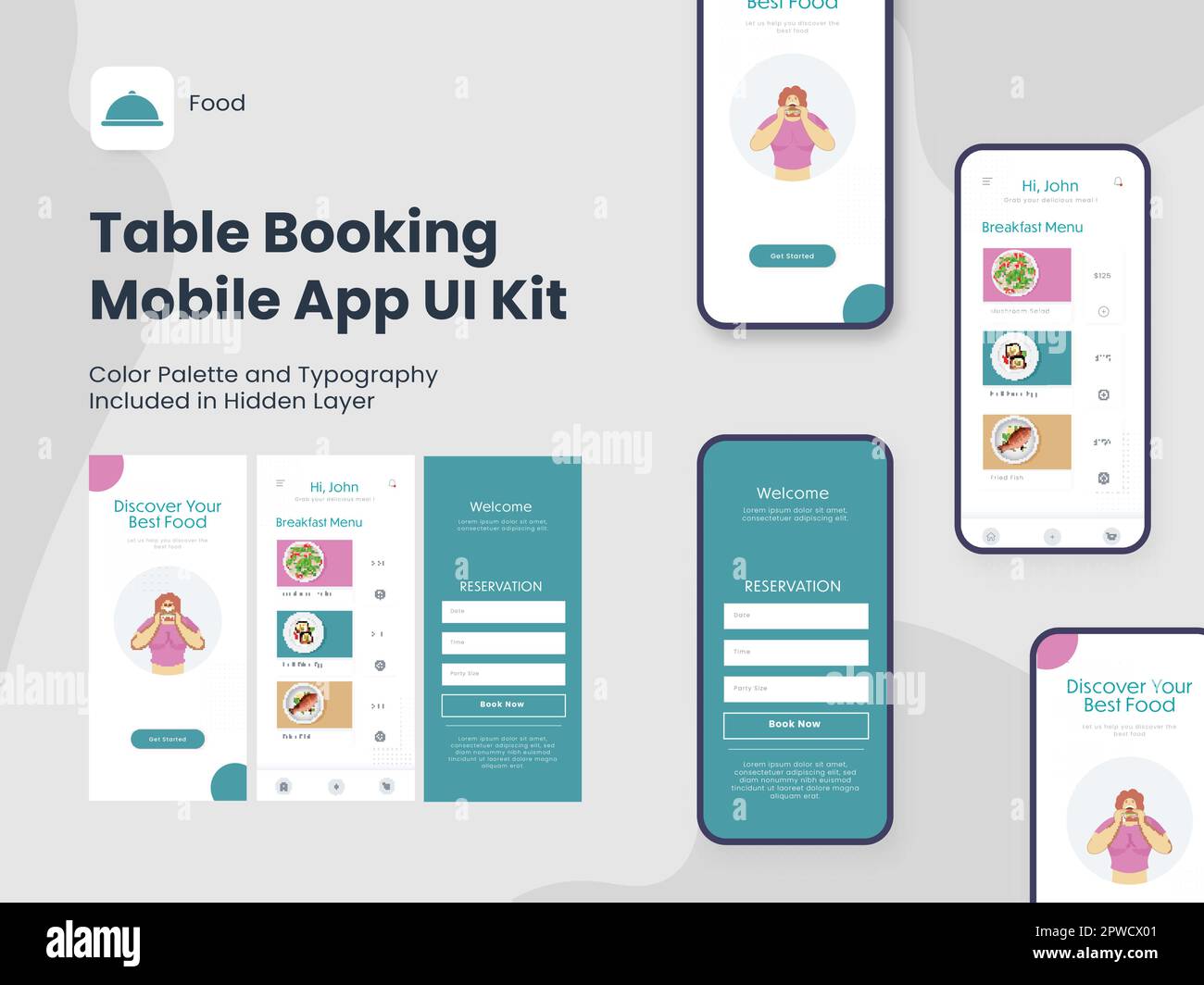 Table Booking Mobile App UI Kit Including Sign Up, Food Menu ...