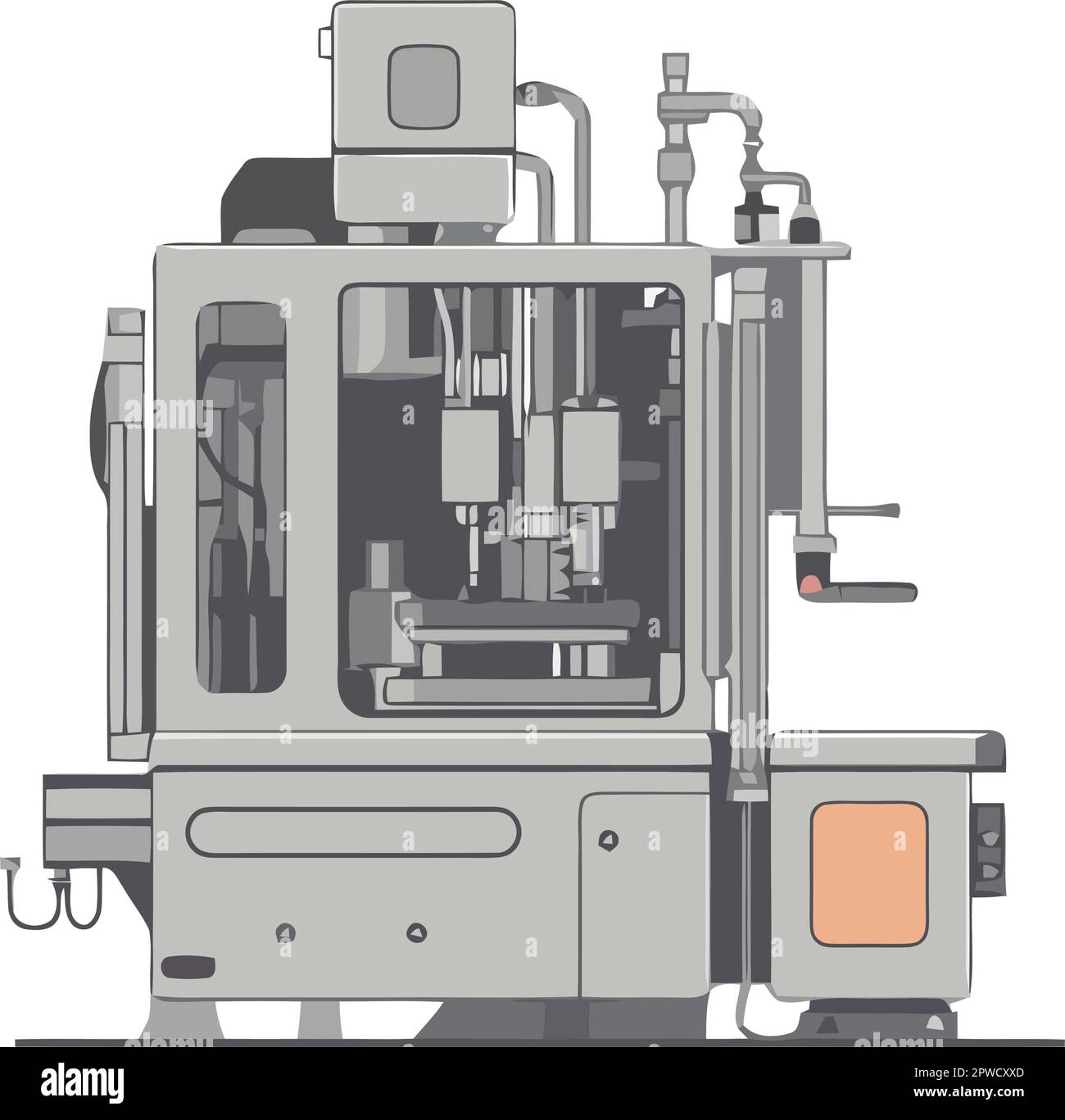 Heavy machinery working in steel manufacturing industry Stock Vector