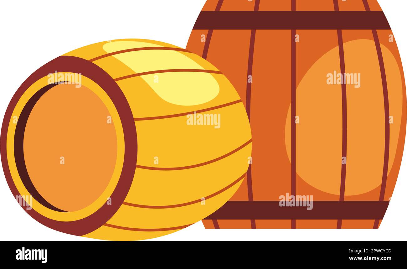 Containers for liquid. Plastic, metal and wood barrel set. Vector  illustration Stock Vector
