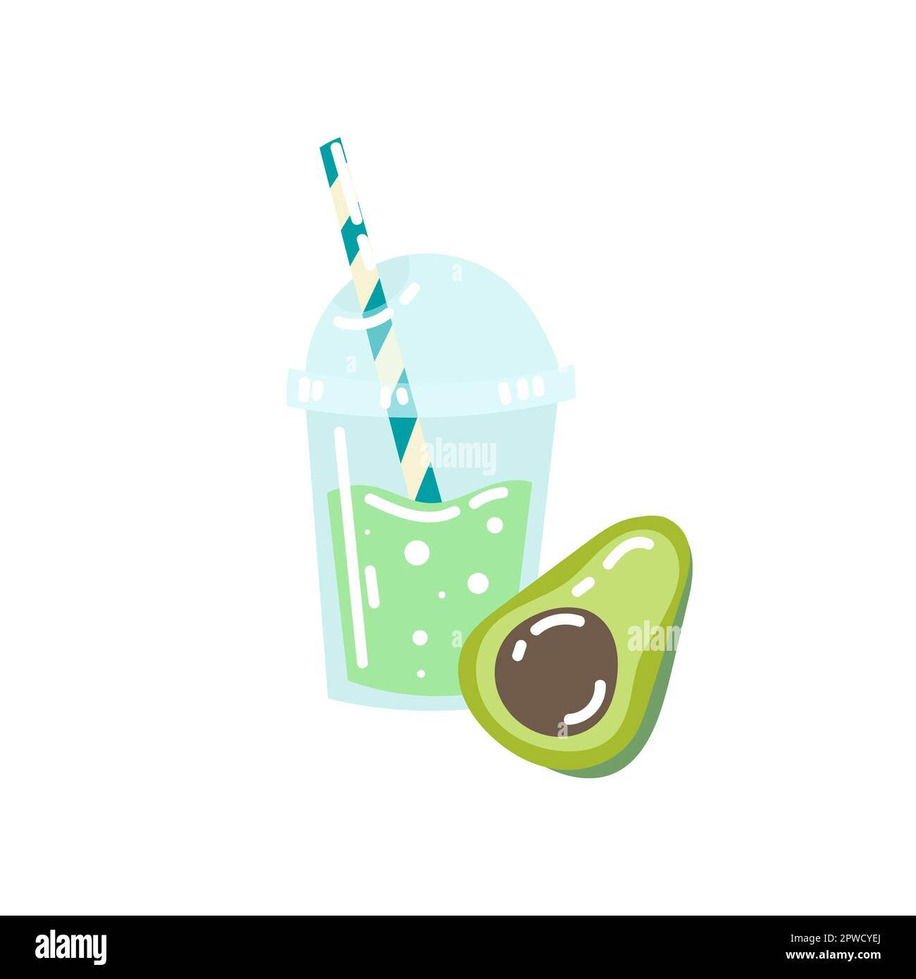 Plastic Cup With Avocado Smoothie Vector Illustration Stock Vector plastic-cup-with-avocado-smoothie-vector-illustration-stock-vector