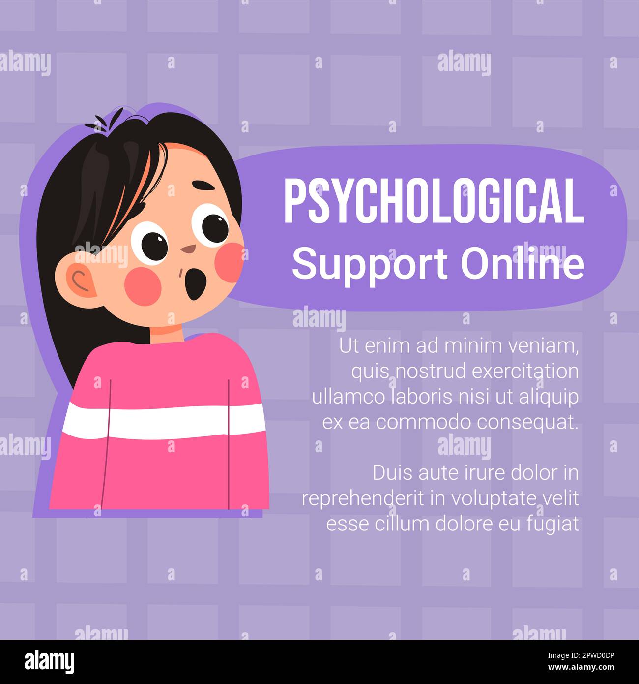 Psychological support for children online, banner Stock Vector