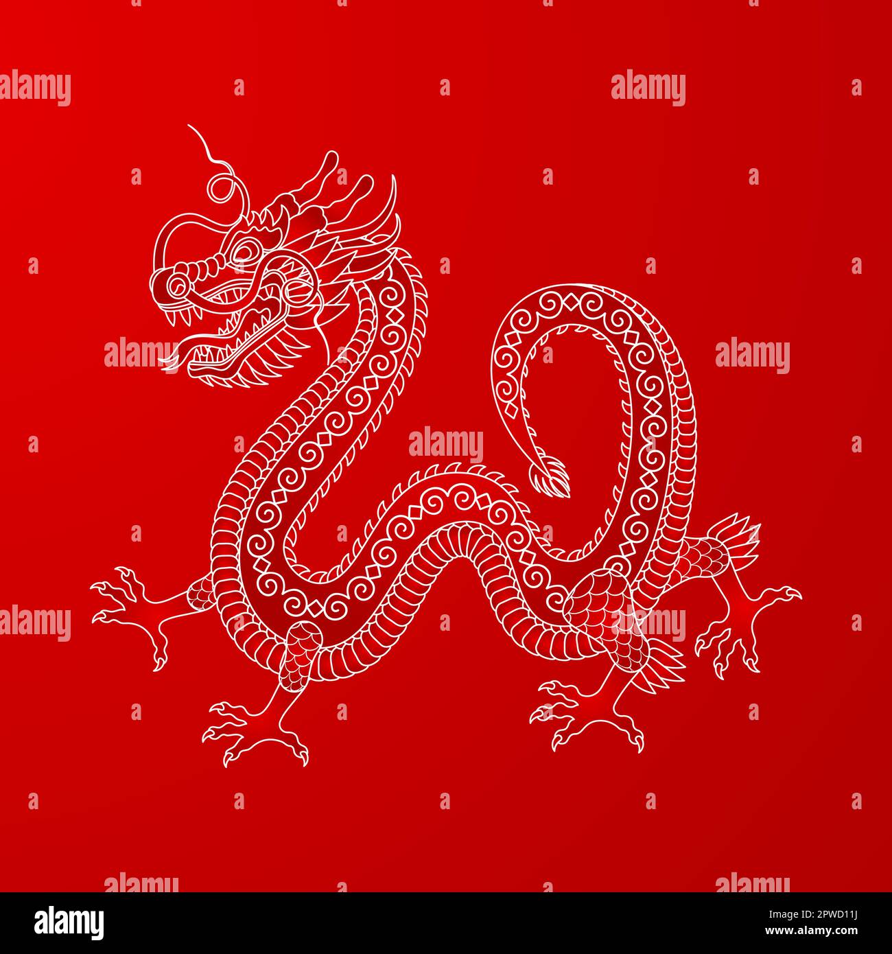 Traditional chinese dragon. 2024 Zodiac sign. Vector illustration Stock ...