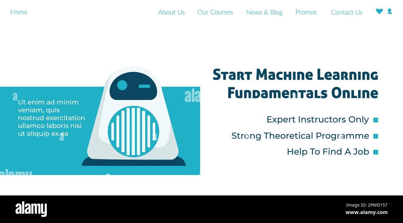 Smart machine learning fundamentals online, web Stock Vector Image ...