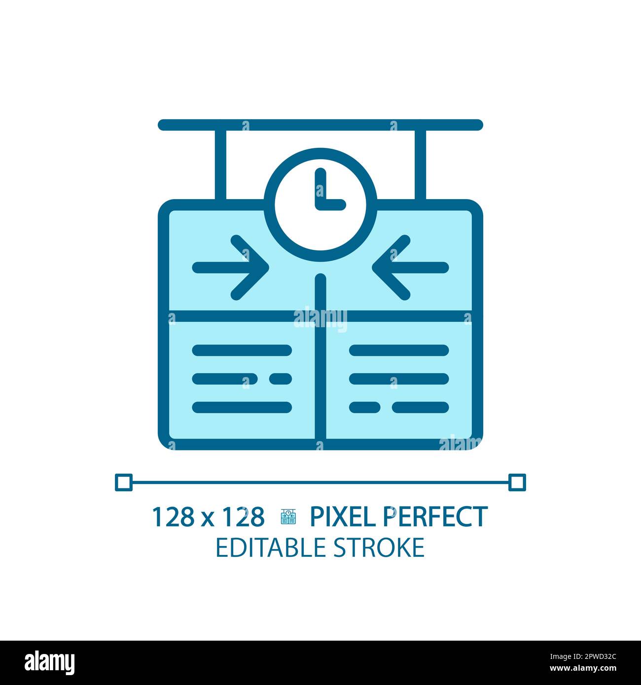 Timetable pixel perfect blue RGB color icon Stock Vector