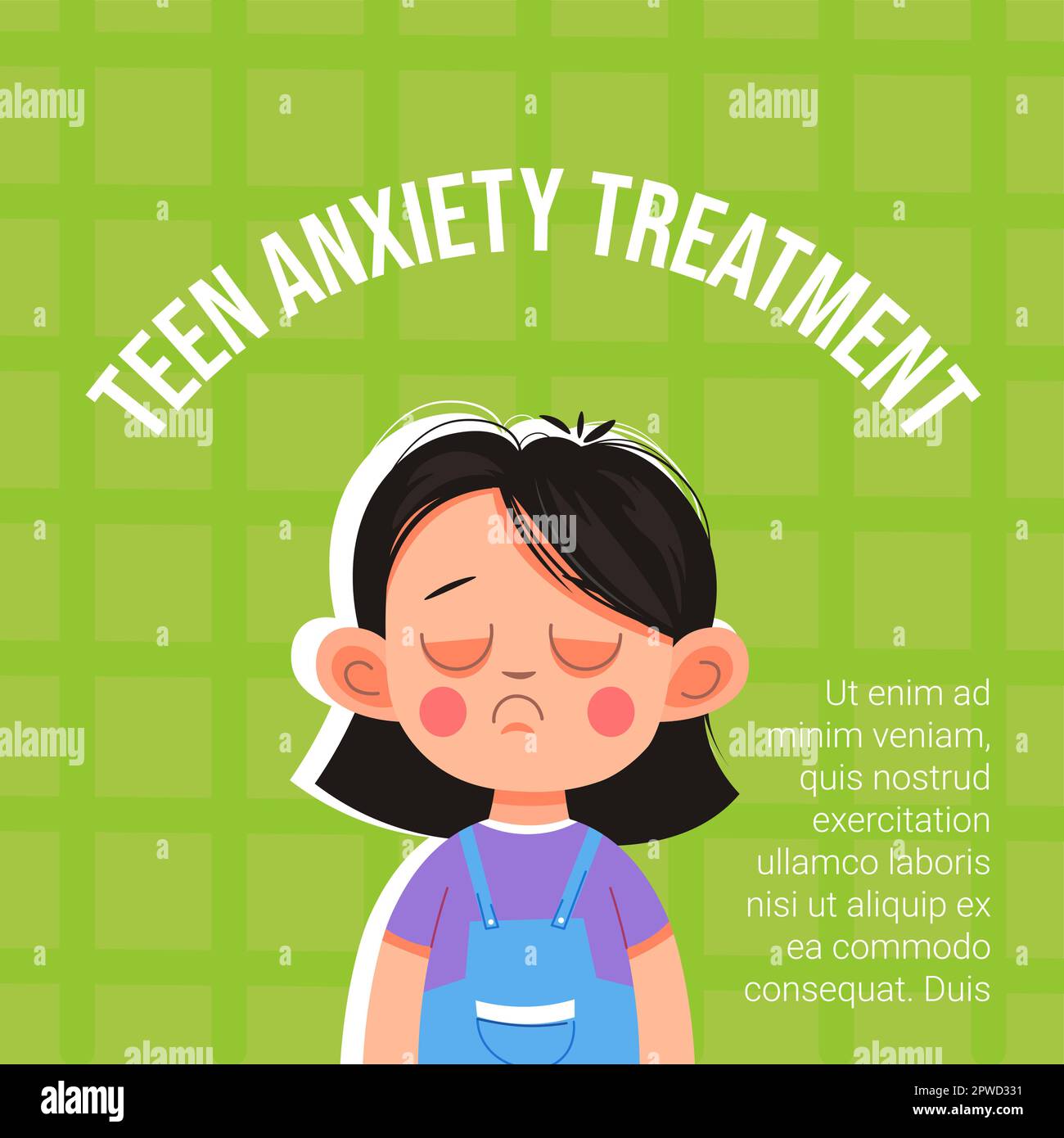 Teen anxiety treatment, psychological help for kid Stock Vector