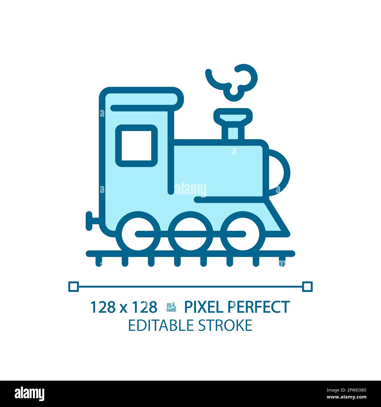 Steam locomotive pixel perfect blue RGB color icon Stock Vector