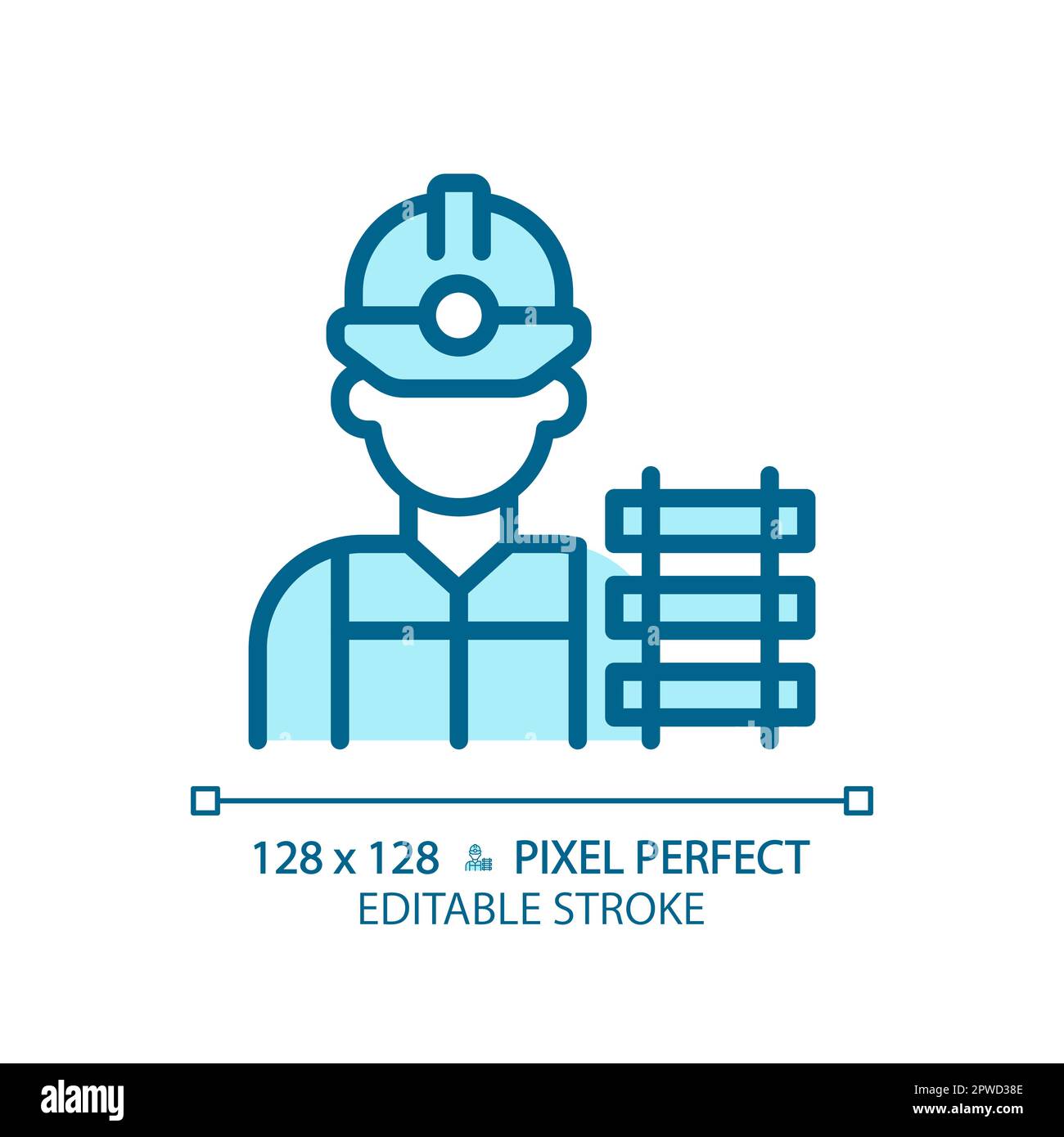 Railway worker pixel perfect blue RGB color icon Stock Vector Image ...