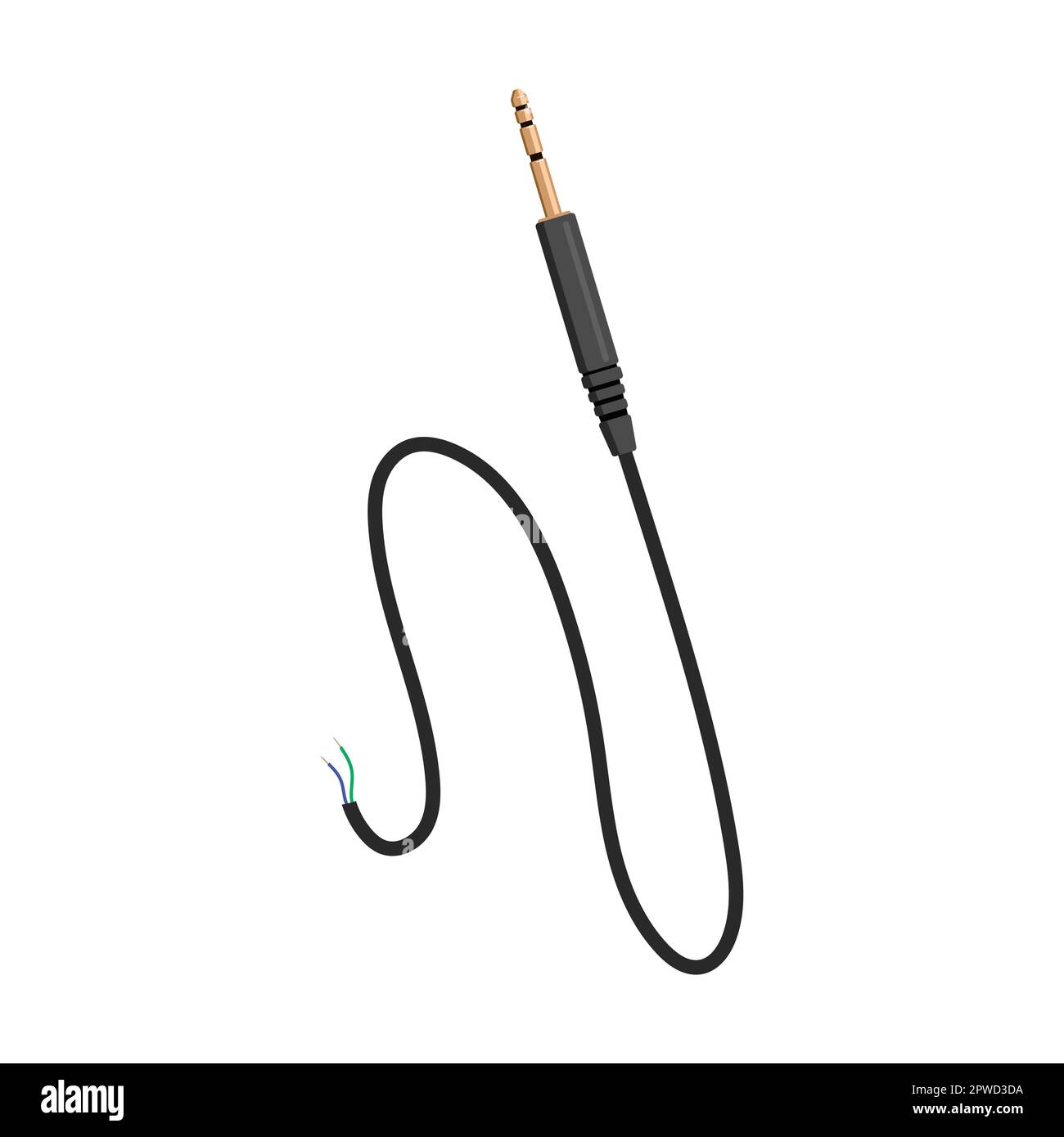 Audio Jack Plug. Broken electrical cable. Vector illustration of