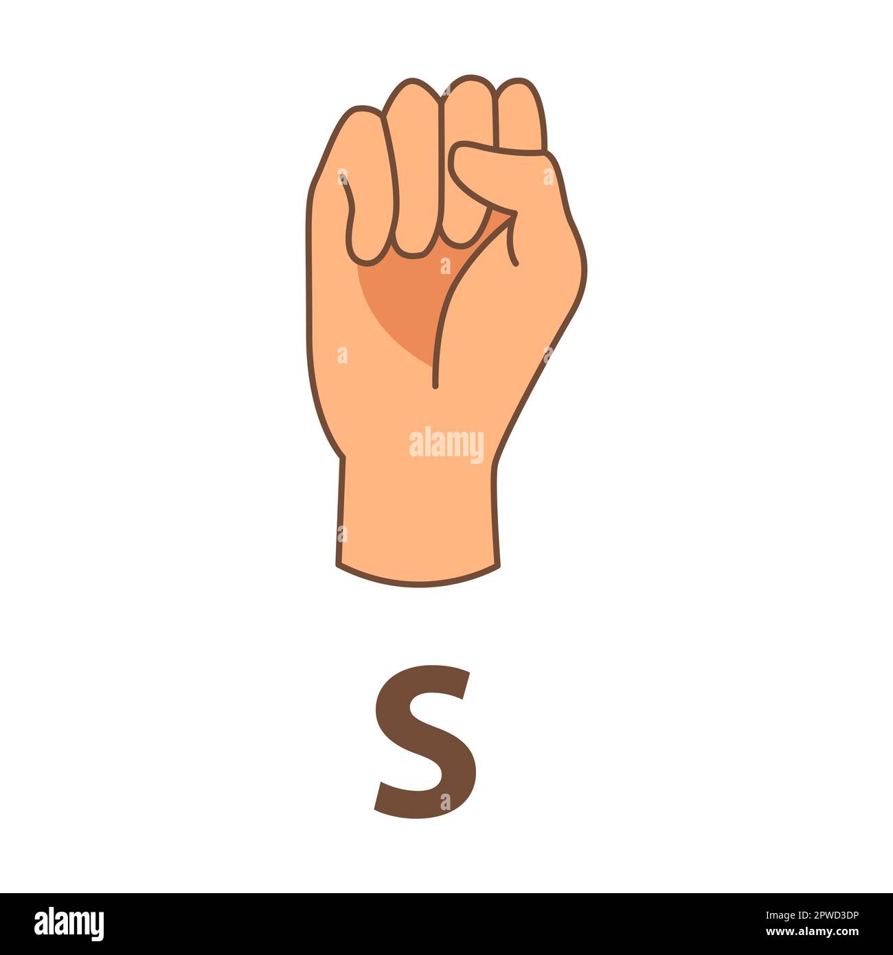 Hand showing letter S, sign language alphabet vector illustration