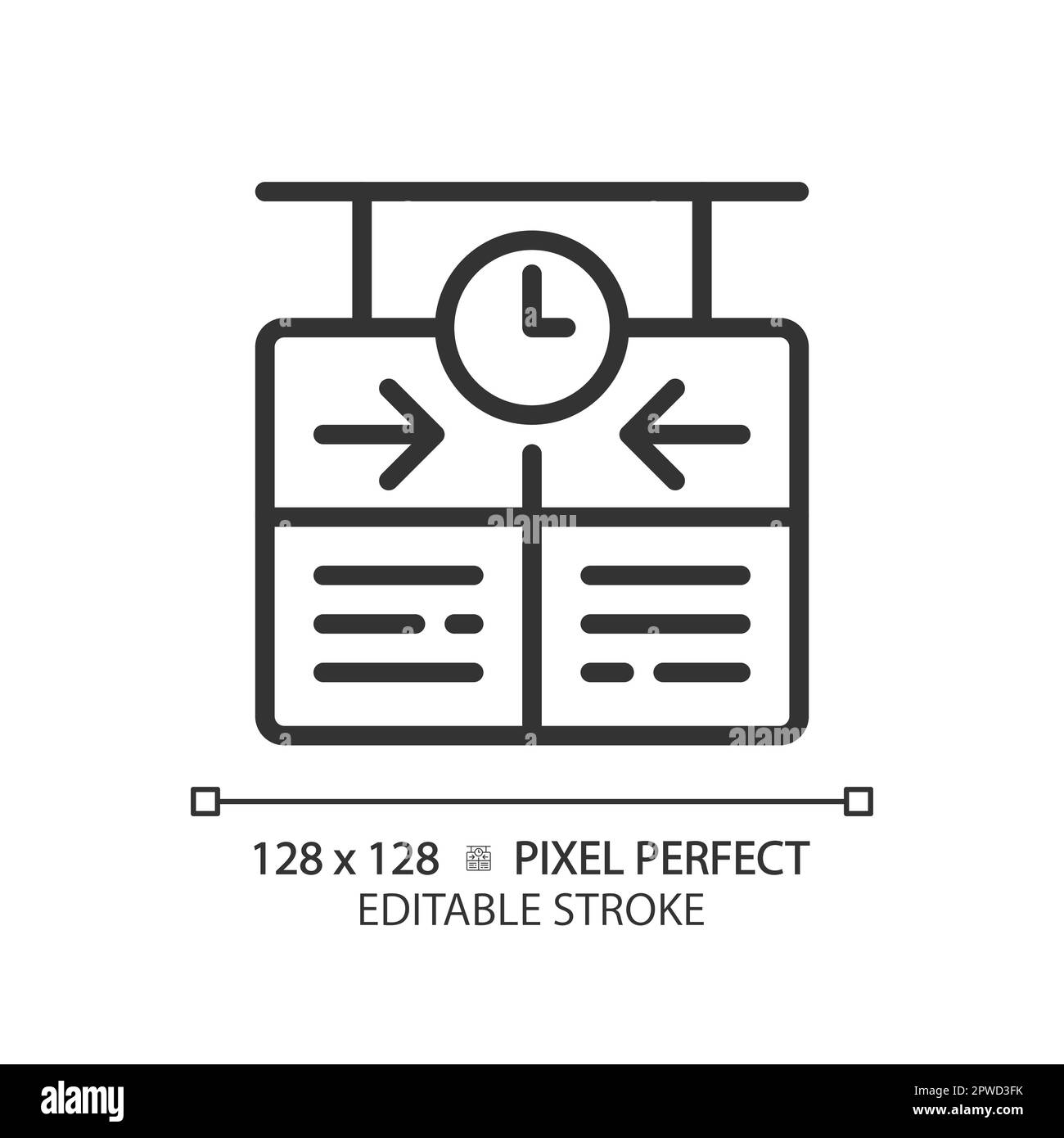 Timetable pixel perfect linear icon Stock Vector