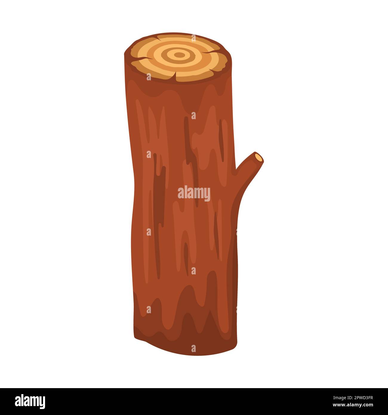 Wooden blank for carving. Stack of trees with branches, wooden planks, stumps and timber. Parts of trees for lighting fire.Vector illustration Stock Vector