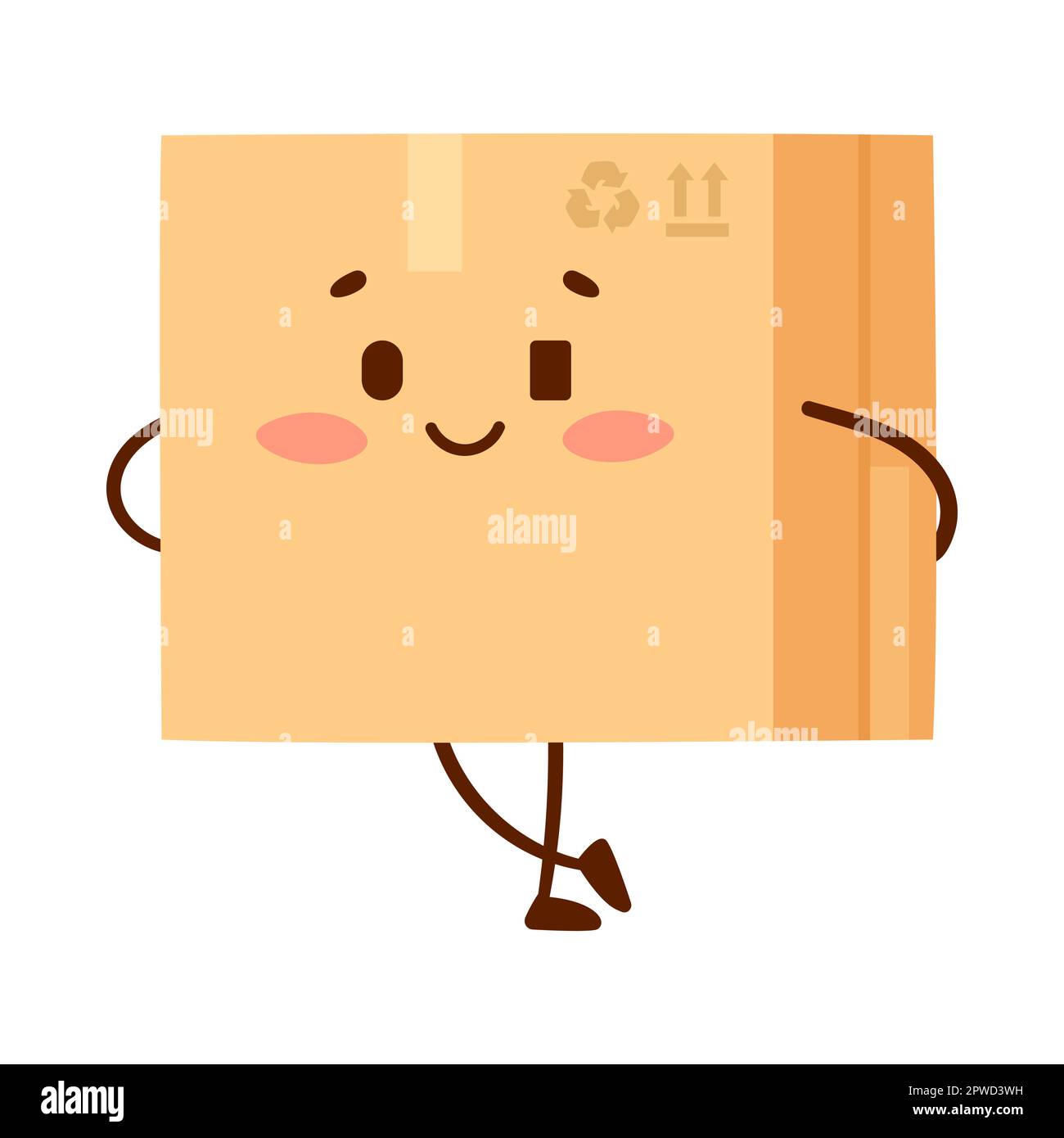 Cardboard box cartoon character blushing vector illustration Stock Vector