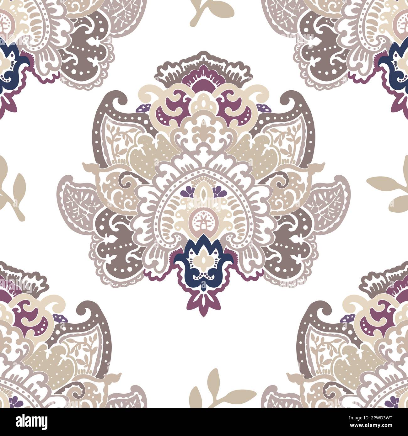 Floral ornamental motif, paisley flowers vector Stock Vector Image ...