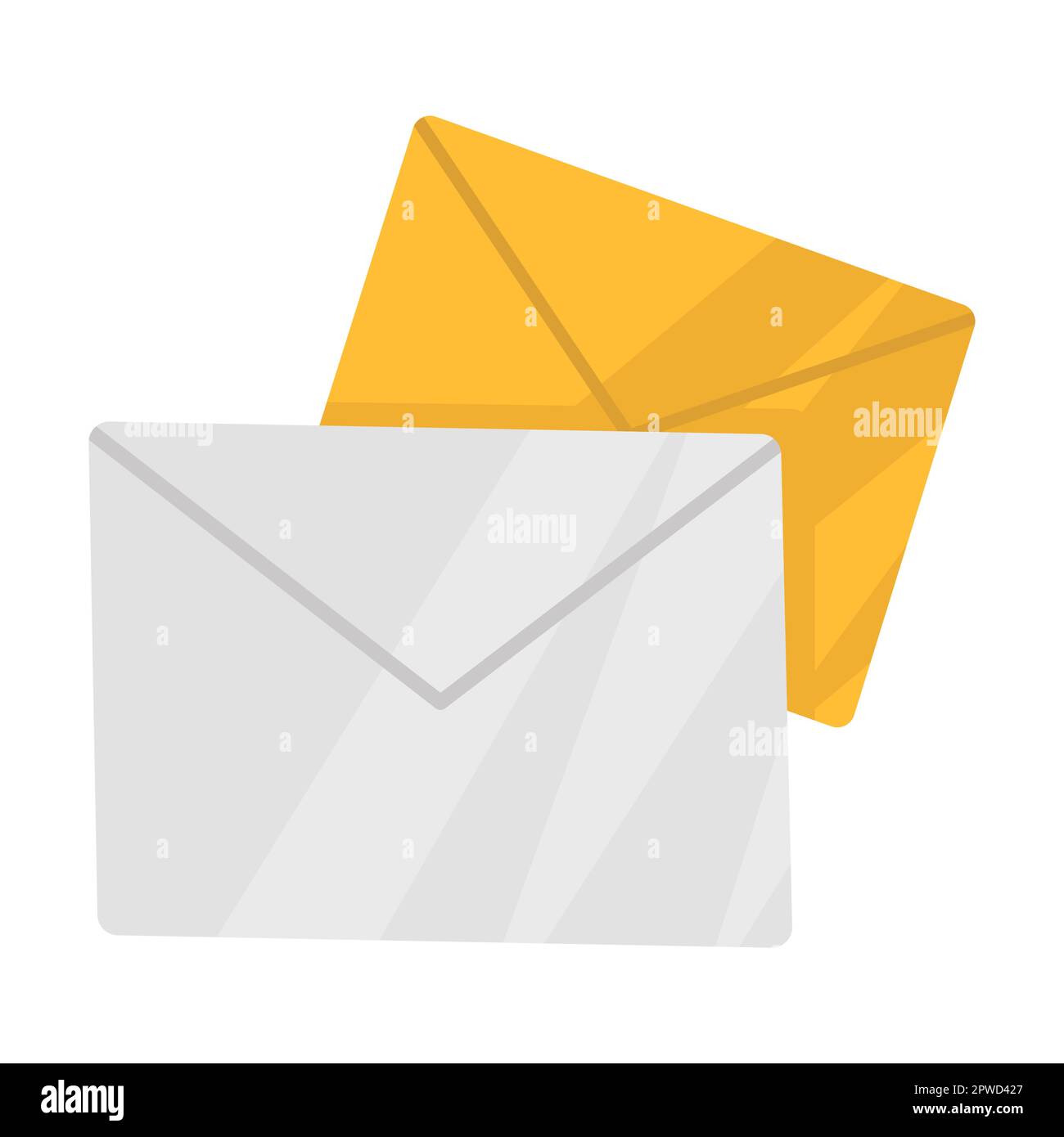 Paper envelopes, objects of delivery service. Vector illustration of mailman with bag isolated on white. Courier job Stock Vector